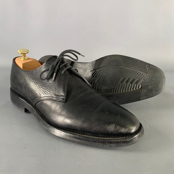 JOHN LOBB Size 9 Black Textured Leather Pointed Toe Lace Up Shoes main image 7